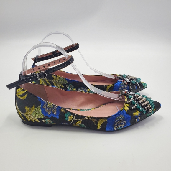 Cirus Sam Edelman Rocco Ankle Strap Flat Bedazzled - Picture 5 of 10